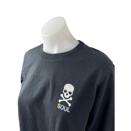 Soulcycle Women's Black Skull Logo Long Sleeve Crewneck T Shirt Tee Top Size S