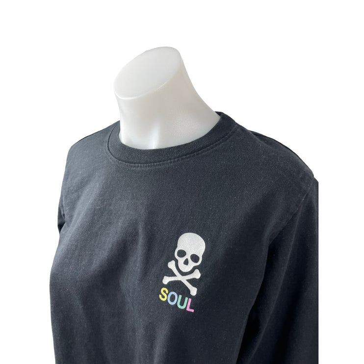 Soulcycle Women's Black Skull Logo Long Sleeve Crewneck T Shirt Tee Top Size S