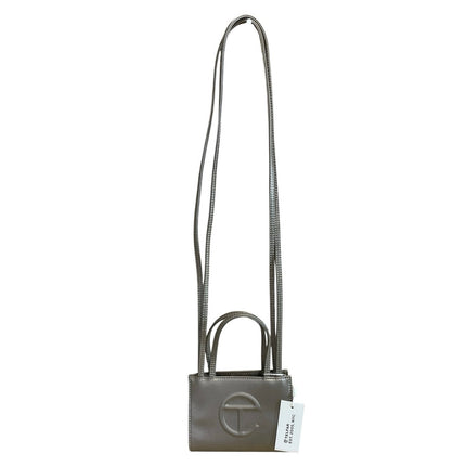 Telfar Gray Silver Vegan Leather Crossbody Snap Purse Shopping Bag Handbag S