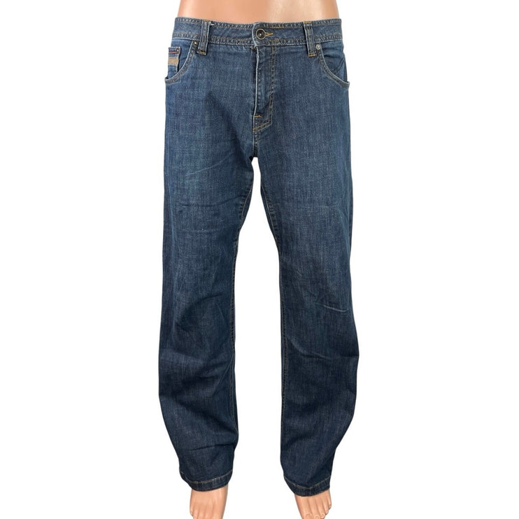 Prana Men's Blue Mid Rise Straight Leg Relaxed Loose Denim Jeans Size 34x32