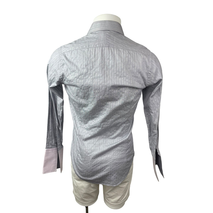Charles Tyrwhitt Men's Gray Striped Long Sleeve Button Down Shirt Top Size S