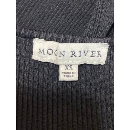 Moon River Mixed Media Black Sweetheart Neck Long Sleeve  Midi Flare A-Line XS