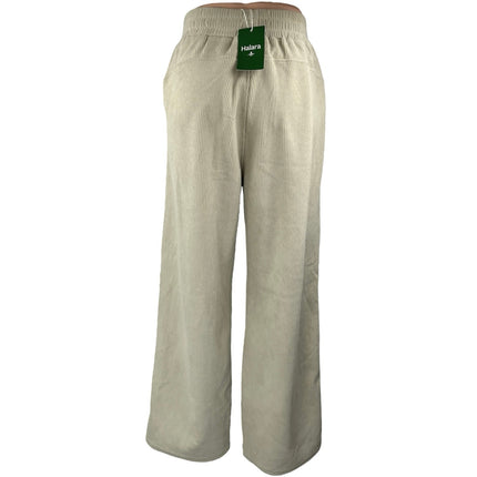 NEW Halara Cream Corduroy High Waist Straight Wide Leg Casual Trousers Pants XS