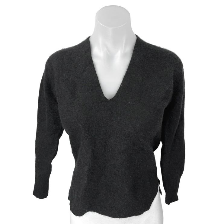 Princesse Tam-Tam 100% Cashmere Black V-neck Long Sleeve Pullover Sweater Top S