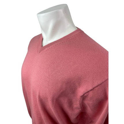 Marks & Spencer Collezione Men's Pink Silk V Neck Long Sleeve Sweater Top Sz XL