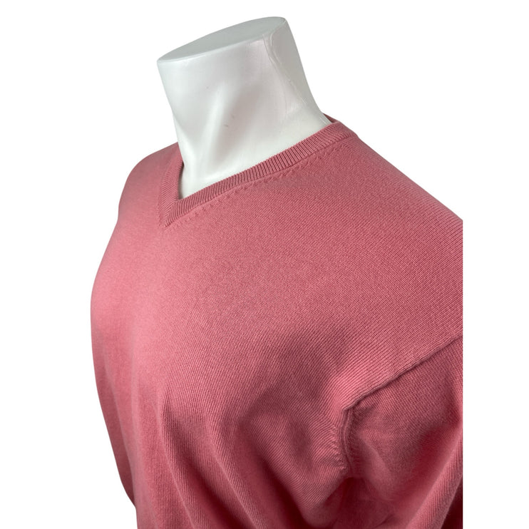 Marks & Spencer Collezione Men's Pink Silk V Neck Long Sleeve Sweater Top Sz XL