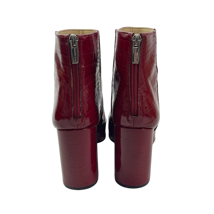 Vince Camuto Benedie Red Patent Leather Crocodile Pointed Toe Ankle Boots Sz 10
