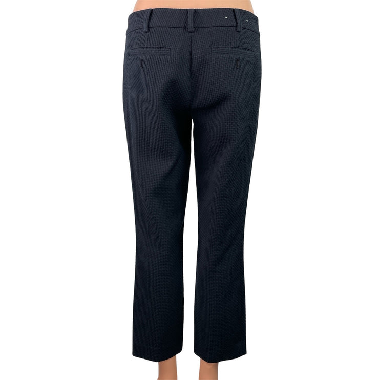 Club Monaco Women's Black High Rise Straight Flare Cropped Trousers Pants Size 4