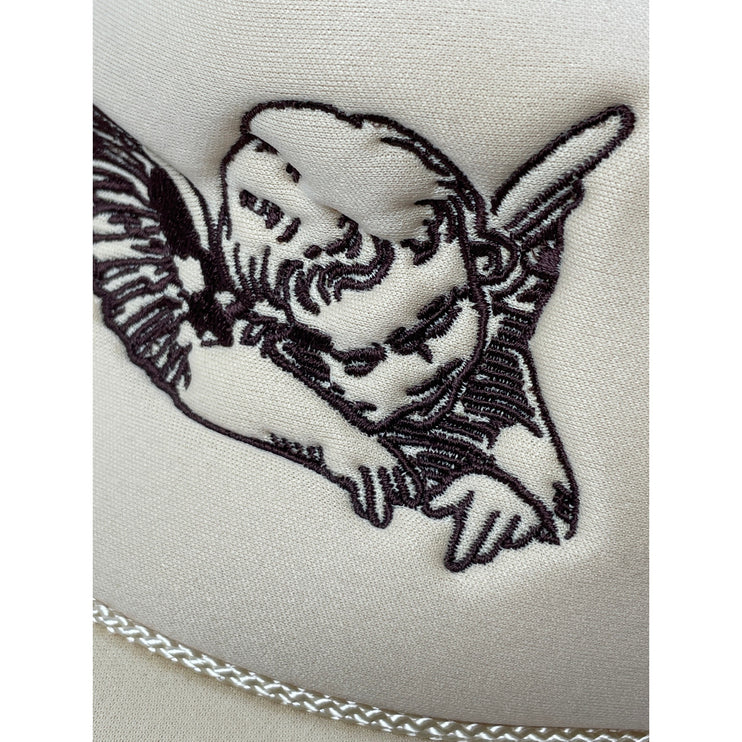 Nissun Unisex Beige Angel Embroidery Mesh Back Snapback Trucker Cap Hat OS