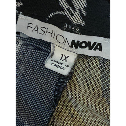 Fashion Nova Women's Multicolor Money Print Mesh Sheer Skinny Leggings Pants 1X