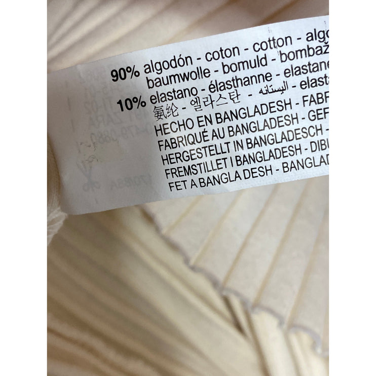 Zara Cream Ribbed Knit Asymmetric Neck Long Sleeve Midi Bodycon Dress Size M