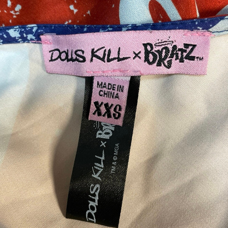 Dolls Kill x Bratz Cool Britannia Silk Satin Union Jack Shrug Dress Set Sz XXS