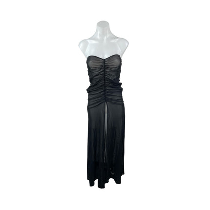 PrettyLittleThing x Naomi Campbell Black Bandeau Ruched Strapless Blouse Top 4