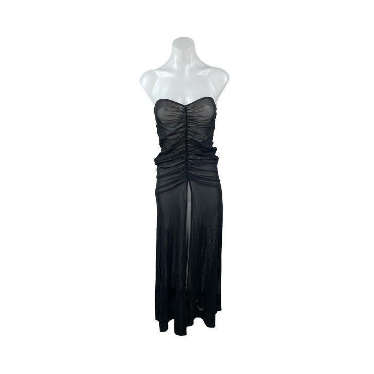 PrettyLittleThing x Naomi Campbell Black Bandeau Ruched Strapless Blouse Top 4