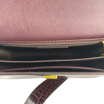 JW Pei Mini Flap Burgundy Red Croc Faux Leather Vegan Crossbody Bag Handbag