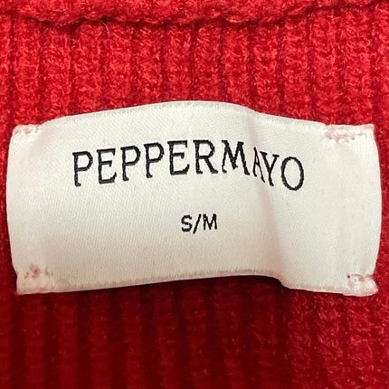 Peppermayo Women's Red Long Balloon Sleeve Button Down Cardigan Sweater Size S/M