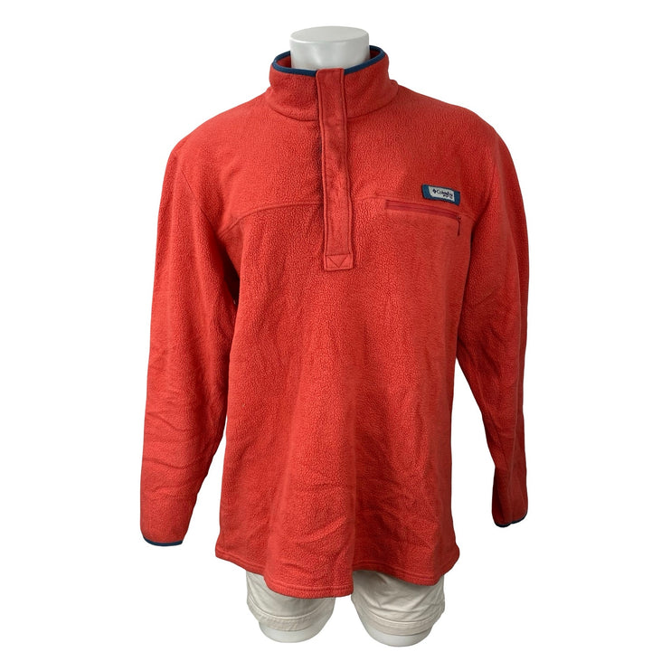 Columbia Steens Mountain Half Snap Fleece Men's Coral Sherpa Sweater Top Size XL