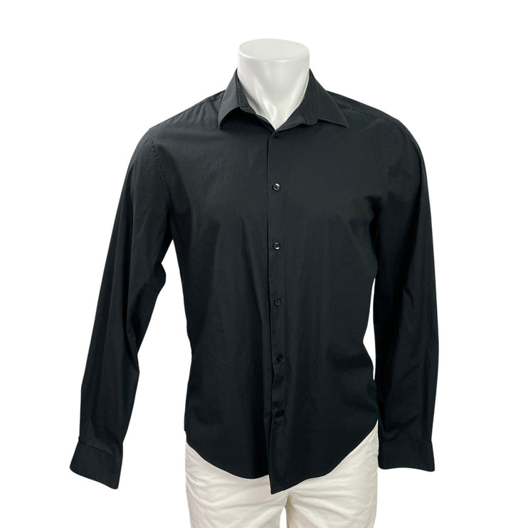 Calvin Klein Men's Black Extra Slim Fit Long Sleeve Button Down Shirt Top Size M