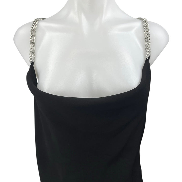 NEW Zara Women's Black Chain Beaded Strap Cowl Neck Mini Bodycon Dress Size M
