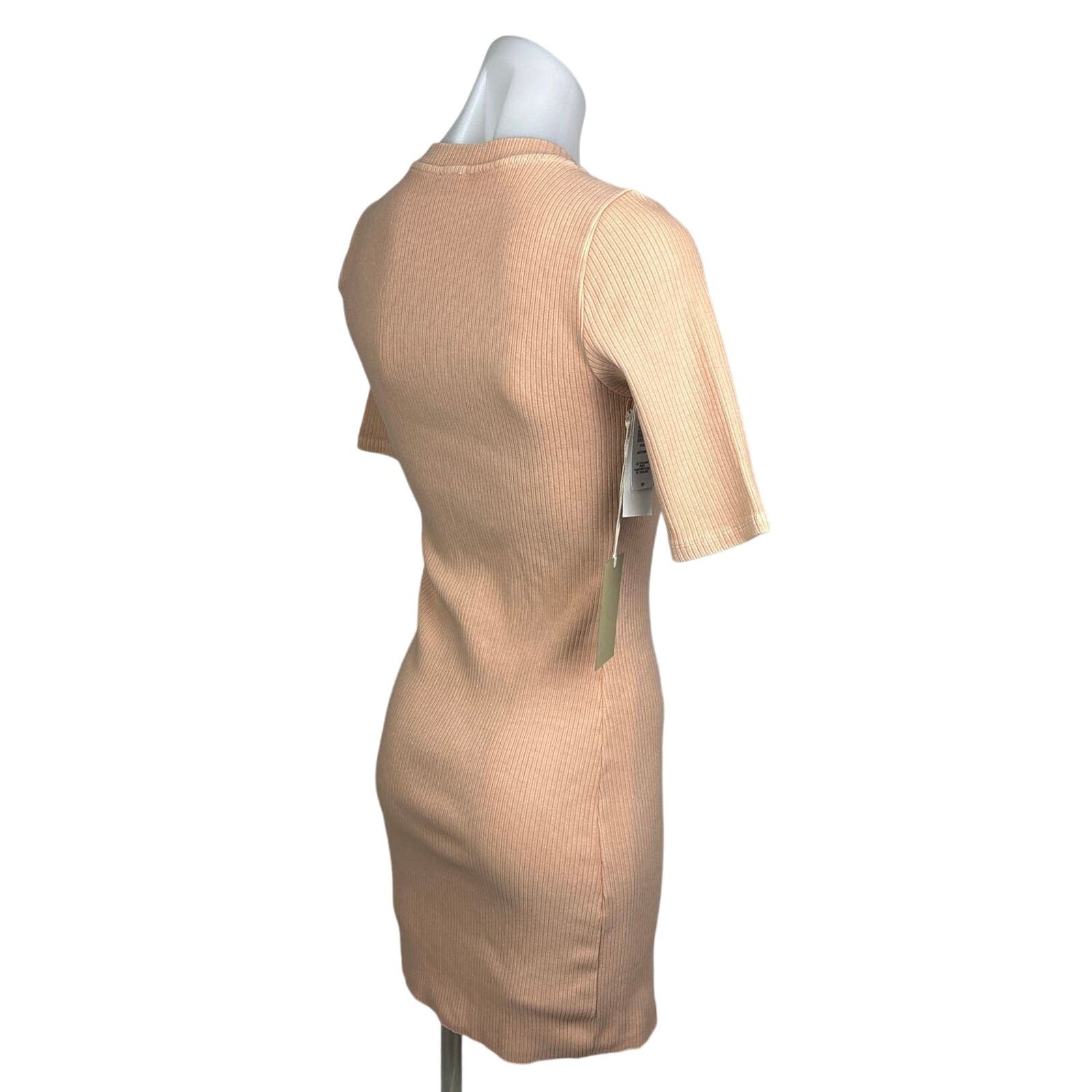Aritzia Wilfred Free NWT Astoria Peach Orange Ribbed Round Neck Mini Dress Sz S Aritzia Wilfred Free NWT Astoria Peach Orange Ribbed Round Neck Mini Dress Sz S
