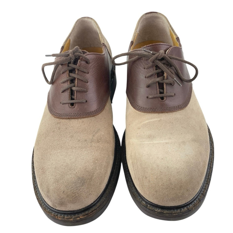 J. Crew Saddle Men's Brown Faux Suede Leather Lace Up Low Top Oxford Shoes 9.5