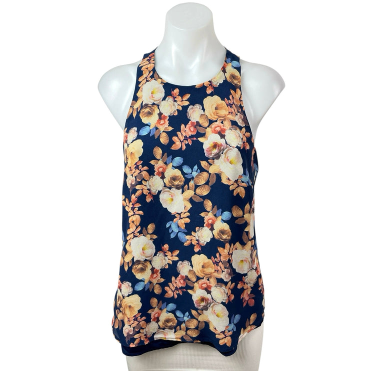 J.Crew 100% Silk Womens Multicolor Floral Crew Neck Sleeveless Tank Blouse Top 6