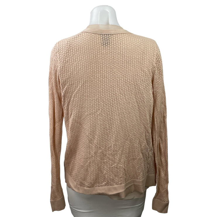 Ann Taylor Women's Peach Coral Long Sleeve Knit Open Cardigan Sweater Top Size S