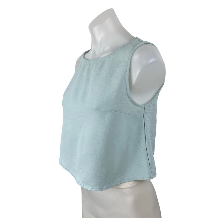 Roylamp Women's Light Blue Sleeveless Round Neck Boxy Cami Tank Crop Top Size XS
