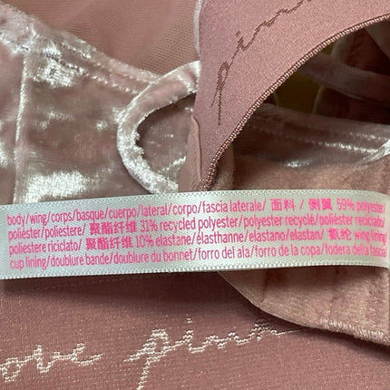 Pink Victoria's Secret Love Pink Velvet Velour Strappy Cross Triangle Bra Size M