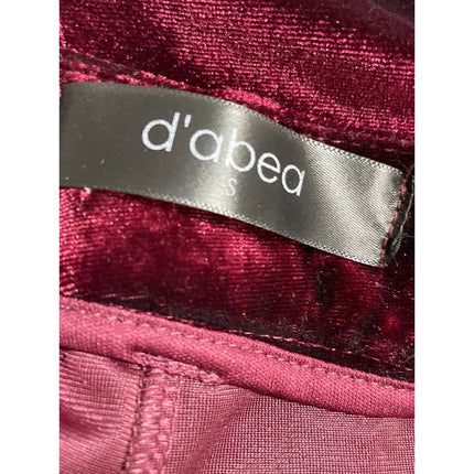 D'Abea Women's Red Velvet Velour High Rise Palazzo Wide Leg Trousers Pants Sz S