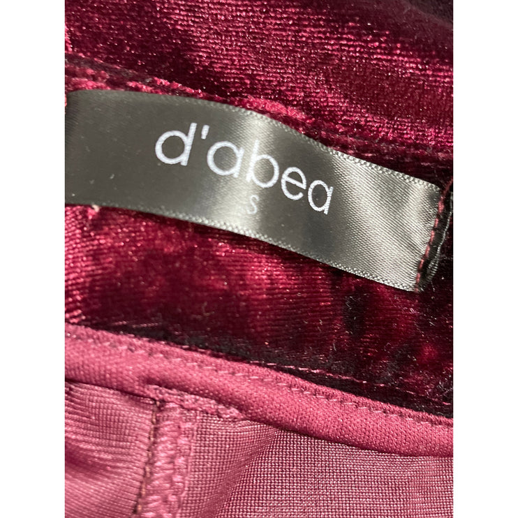 D'Abea Women's Red Velvet Velour High Rise Palazzo Wide Leg Trousers Pants Sz S