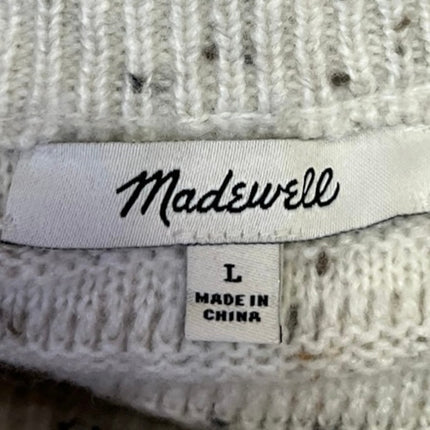 Madewell White Black Crew Neck Oversized Knit Cozy Pullover Sweater Top Size L