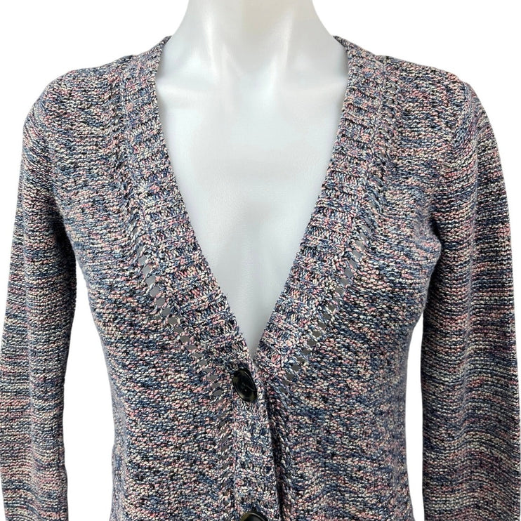 American Eagle Outfitters Gray Knitted Crochet Button Cardigan Sweater Top XS