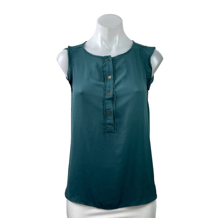 Ann Taylor LOFT Women's Teal Sleeveless Henley Tank Button Blouse Top Size XS