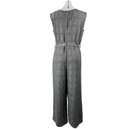 Max Studio Women's Dark Gray Plaid Sleeveless Tie Waist Wide Leg Jumpsuit Size M