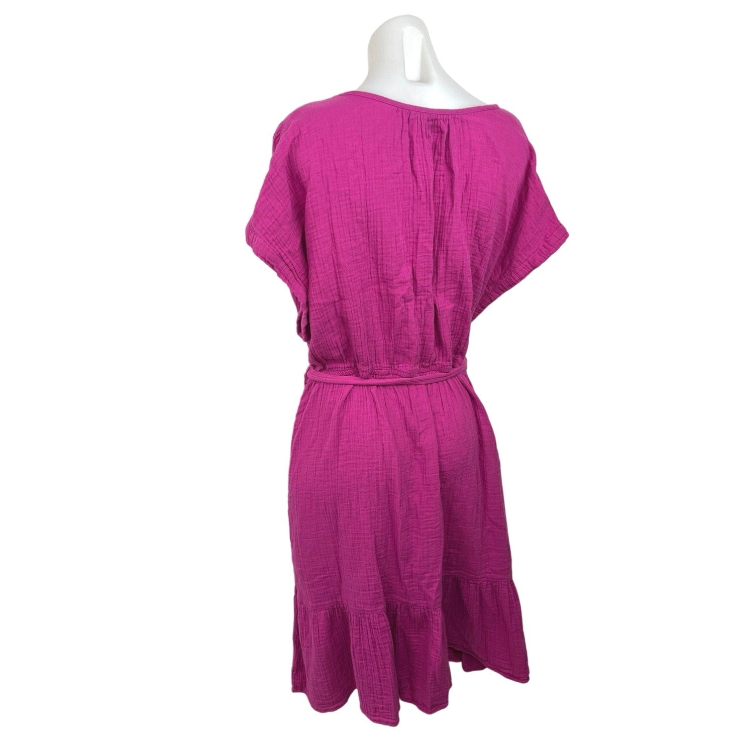GAP Women's Short Sleeve Tie Waist V-Neck Tiered Fit & Flare Midi Dres Brie GAP Women's Short Sleeve Tie Waist V-Neck Tiered Fit & Flare Midi Dres Brie