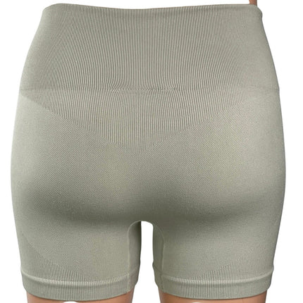Bo&Tee Women's Gray High Rise Ribbed Yoga Workout Athletic Biker Shorts Size XS