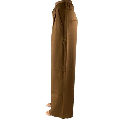 Abercrombie & Fitch Brown Pleated High Waisted Wide Leg Trousers Dress Pants L
