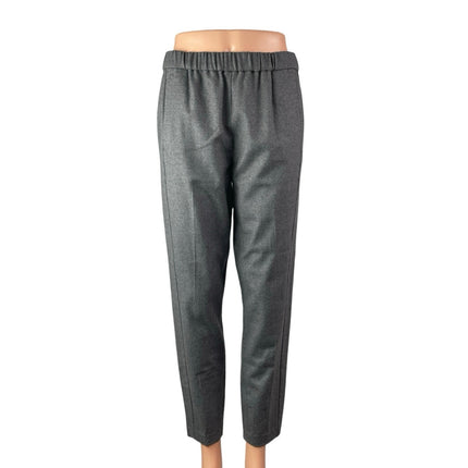 Theory Women's Gray Wool High Elastic Waist Straight Pull On Trousers Pants S/P