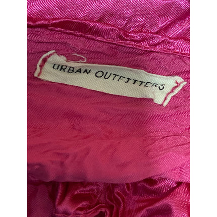 Urban Outfitters Pink Bubble Popcorn Ruffle Short Sleeve Tie Knot Crop Top Sz S