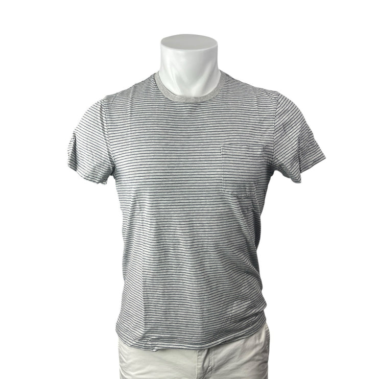 J.Crew Men's Gray Striped Slim Washed Short Sleeve Pocket T Shirt Tee Top Size M