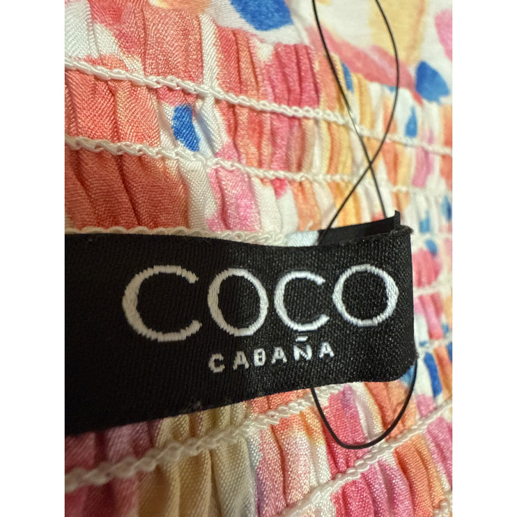Coco Multicolor Floral Sleeveless Ruffle Cami Camisole Tank Midi Sheath Dress L