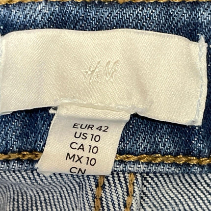 H&M Womens Blue High Rise Medium Wash Wide Leg Baggy Palazzo Denim Jeans Size 10