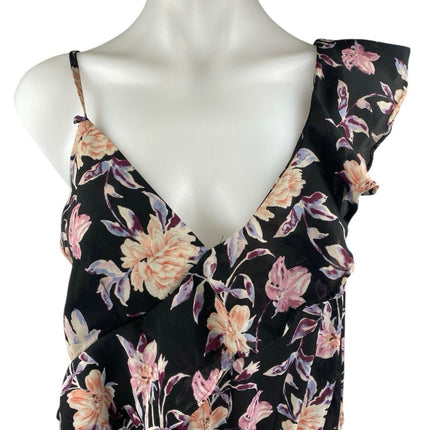 Xhilaration Multicolor Floral Ruffle Faux Wrap Sleeveless Wide Leg Jumpsuit M