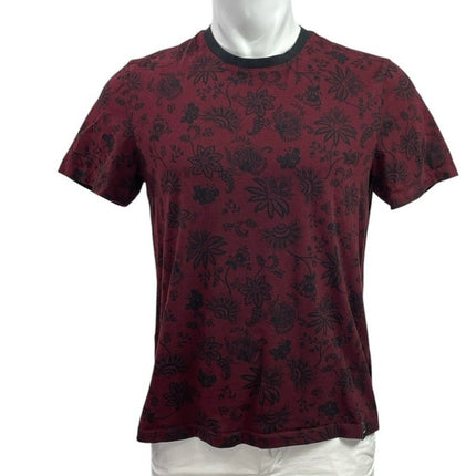 DKNY Men's Red Floral Graphic Crew Neck Shoprt Sleeve Basic Tee T-Shirt Top Sz M