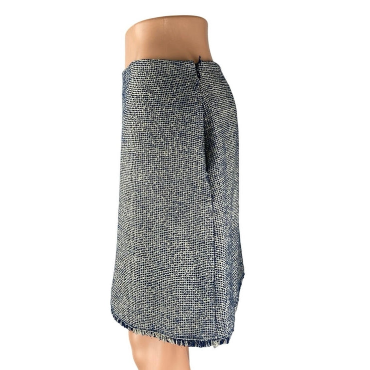 Banana Republic Women's Gray Blue Tweed High Waisted Mini Pencil Skirt Size 4