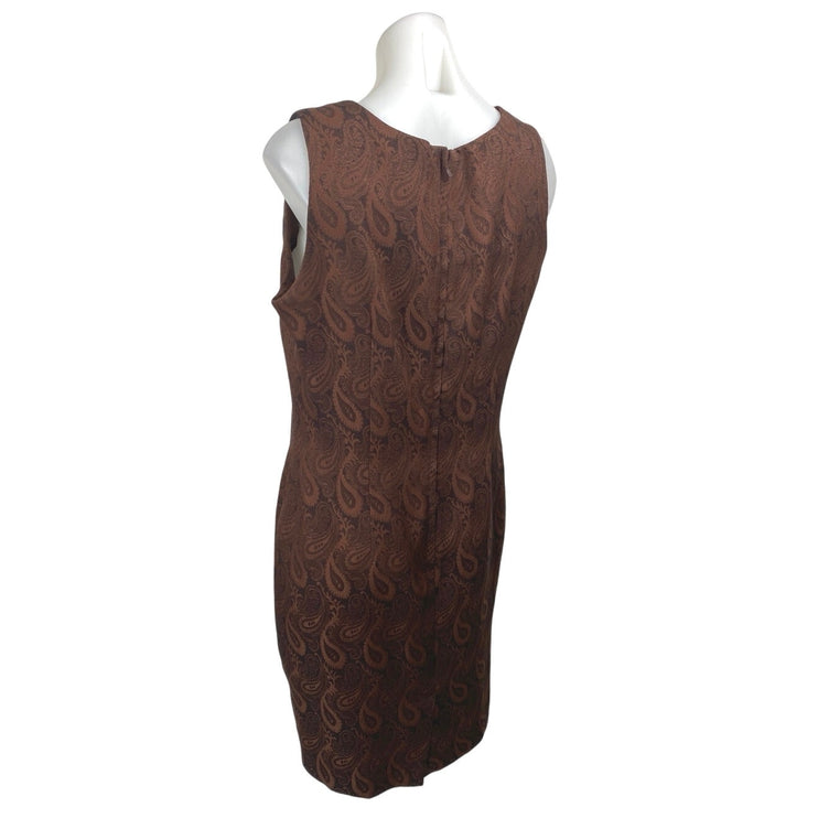 Studio I Womens Brown Jacquard Paisley Sleeveless Mini Pencil Sheath Dress Sz 12
