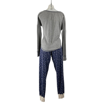 PJ Salvage Women's Gray Blue Constellation Star Long Sleeve Pajama Set Size S