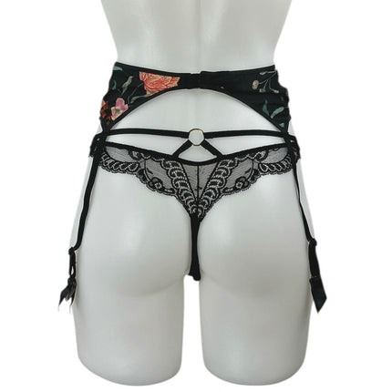 Aubade Women's Black Lace Sheer Corset Garter Belt Waist Cincher Lingerie Size S