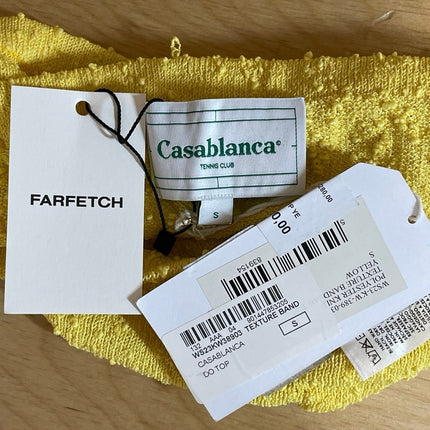 NEW Casablanca Women Yellow Strapless Textured Tube Bandeau Crop Top Size S